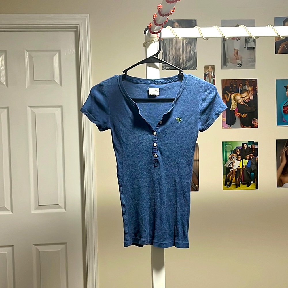 Blue Abercrombie & fitch quarter button up